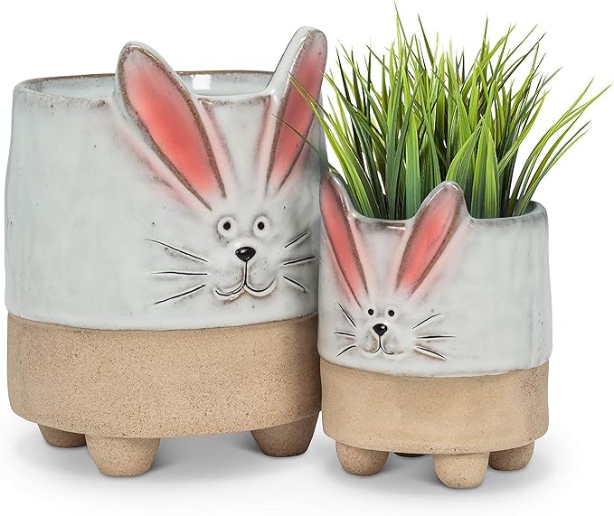 Abbott Collection Stoneware Bunny with Ears Planter - Small (4" H)