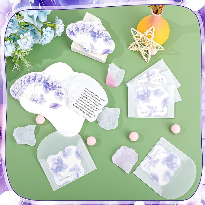Heart Shaped Plantable Seed Paper Cards, 24 Pack, Purple, Wildflower Seeds