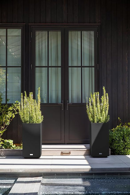 Veradek Block Series Pedestal Planter - Tall Planter for Indoor or Outdoor Front Porch | All-Weather Use with Removable Insert Bucket | Modern Décor for Flowers, Tall Trees, Faux Plants