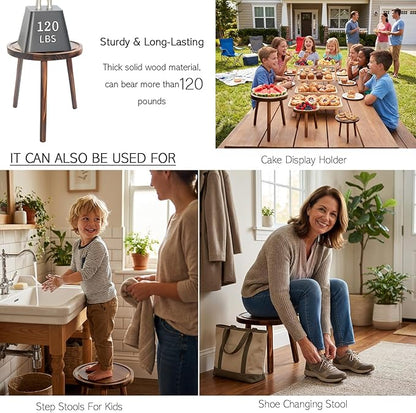 3-Pack Wood Plant Stands Indoor, Single Plant Stand for 6-12 Inch Pots, Mid-Century Modern Plant Stool, Tall Plant Stand for Large Plants for Living Room, Balcony, Office