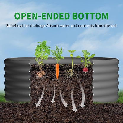 DDK Galvanized Raised Garden Bed, Round Outdoor Planter Bed, 4x4x1.5ft Metal Planter Box for Gardening and Planting,DG