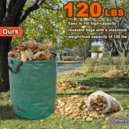 Reusable Yard Waste Bags, 3 Pack 72 Gallon Lawn and Leaf Garden Bags, Heavy Duty Garden Bags with Reinforced Carry Handles, Camping Yard Recycling Bag For Leaves, Lawn Debris & Grass Clippings