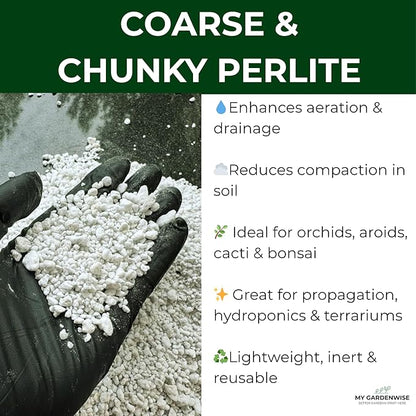 Perlite for Plants, Coarse and Chunky Horticultural Perlite, Organic Perlite for Gardening Indoor & Outdoor, Perlite Bulk Bag, Made in USA (20 quarts)