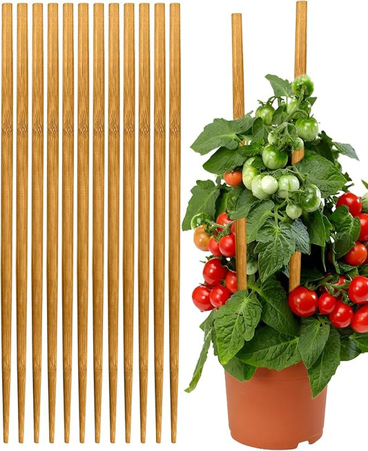 Strong Bamboo Sticks for Plants,18 Inch Tall Bamboo Poles for Plants, Plant Stakes for House Outdoor Indoor, Wood Garden Stakes for Potted Tomato Flower, 12 Pieces Long Wooden Rods Heavy Duty Support