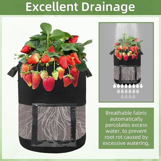 6 Pack 7 Gallon Visible Potato Grow Bags, Thickened Nonwoven Fabric Pots Potato Growing Containers with Handles & Visible Flap, Plant Grow Bags for Growing Potatoes, Tomatoes, Flowers, and Vegetables