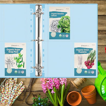 60 Pack 240 Pockets Seed Packet Sleeves, Garden Seed Storage Organizer Pages for 3 Ring Binder, Slot Size 3.5"x 5", Sleeves for Seed Protector Holder Container, Postcards Photos Cards