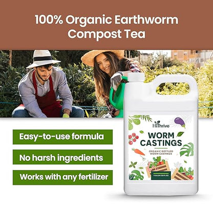 1 Gallon Worm Castings for Plants - Makes 256 Gallons of Earthworm Castings Compost Tea, Liquid Worm Casting – Nutrient-Rich Organic Compost Worms for Healthier Soil & Vibrant Plant Growth