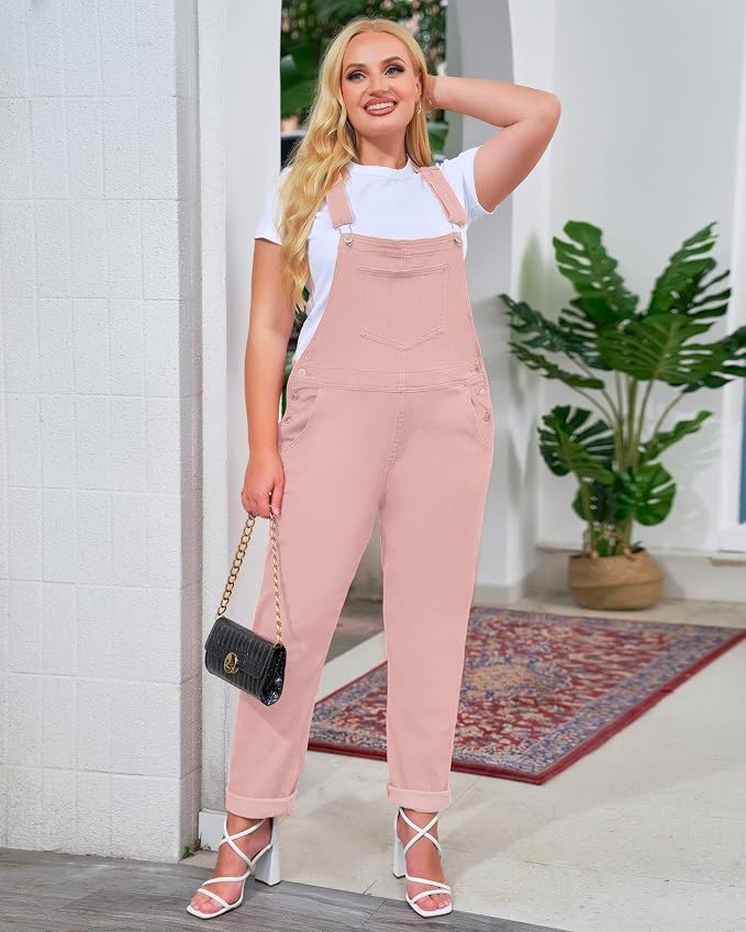 Vetinee Womens Classic Adjustable Straps Pockets Denim Bib Overalls Jeans Pants