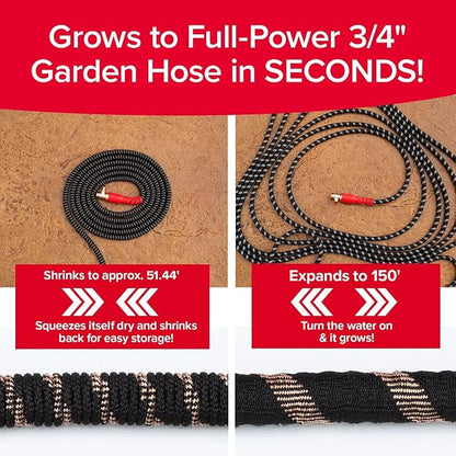 Pocket Hose Copper Head w/New Pocket Pivot Expandable Garden Hose 150FT, AS SEEN ON TV, Swivels 360°, Advanced Tri-Tex Tubing & Force Field Jacket, 3X Stronger, Lead-Free, No-Kink, Anti-Burst w/APT