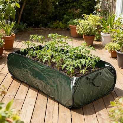 EBaokuup 47 x 24 x 12 Inch PE Pop-up Rectangular Planting Bag, Wire Support Rectangle Plant Growing Bag, UV Protected Rectangular Planter Bed for Garden Vegetable Flowers Fruit