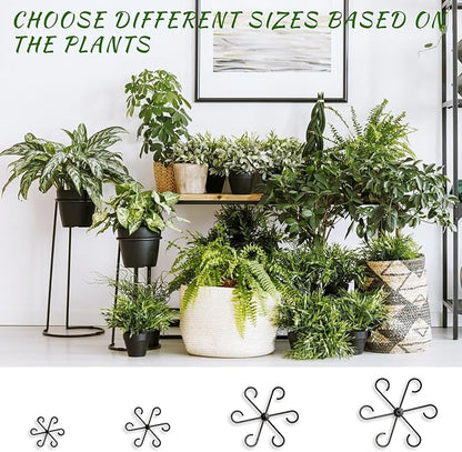 4 Pcs Black Plastic Plant Stem Supports, Assorted Sizes, Indoor/Outdoor, Climbing Plant Trellis Stakes Holder for Monstera Potted Plant