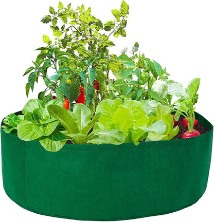 Firlar Fabric Raised Garden Bed, 100 Gallon Planting Bed Round Raised Planter Grow Bag Garden Bed Bag Planter Container for Plants, Herb, Flowers and Vegetables, Green
