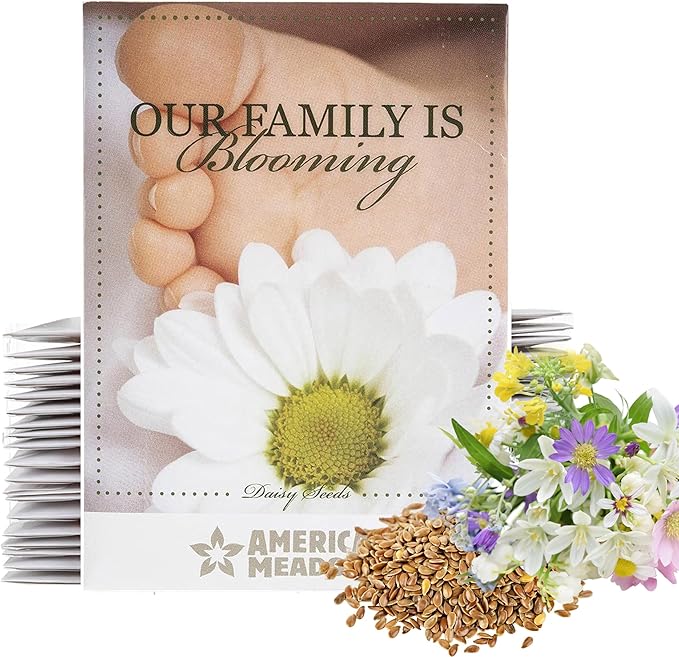 American Meadows Wildflower Seed Packets Our Family is Blooming Baby Shower Party Favors (Pack of 20) - Wildflower Seed Packet Favors for Baby Showers and Sprinkles, Great Gift for Hostesses