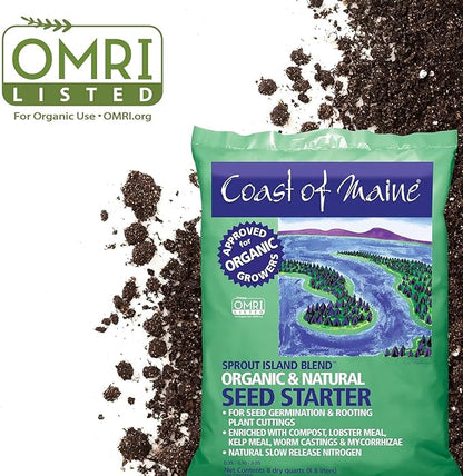 Coast of Maine, 8qt (Pack of 6) Sprout Island Blend, Organic & Natural Seed Starter for Seed Germination & Root Plant Cuttings