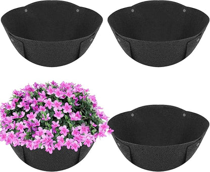 HKZ Hanging Planter Basket Liners - 4 Pack 14 Inch Round Fabric Liners for Hanging Baskets, Replacement Coco Fiber Liner, Durable Non-Woven Liners for Hanging Baskets Planters Flowers, Plants (Black)