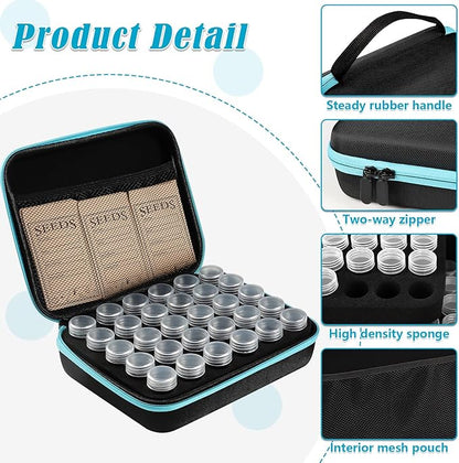 30 Slots Seed Storage Organizer with 20 Seed Envelopes, Sturdy Seed Organizer Storage Box with Zipper Bag Label Stickers(Seeds not Included), Seed Storage Container for Flower Plants Garden