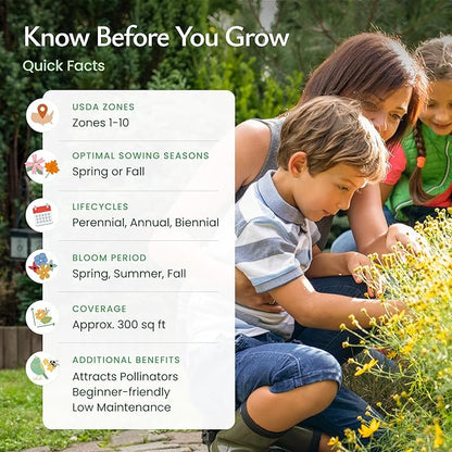 Created By Nature Maryland Wildflower Seed Mix, 15 Flower Varieties, 50,000 Seeds