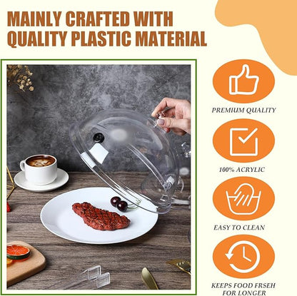 Baderke 3 Pcs Smoking Cloche Dome Cover 6 8 10 Inch Transparent Cocktail Smoker Clear Dome for Gun Smoke Infuser Acrylic Cocktail Lid Accessory for Smoker Infusion Food Drink Plates Bowls and Glass
