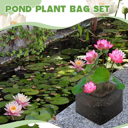 8 Pcs Pond Plant Baskets, Square Reusable Aquatic Planting Bags Breathable Mesh Garden Water Plant Pot for Water Lily Gladiolus Bog and Terrestrial Plants (7 Inch)