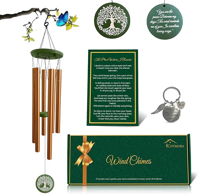 Memorial Gifts, Wind Chimes for Loss of Loved One - 36" Tree of Life, Deep Toned Windchimes Outdoors, Porch Decor, Double-Sided Engraved, loss of father gift, Wind Chimes for Outside Clearance