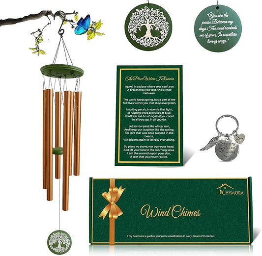Memorial Gifts, Wind Chimes for Loss of Loved One - 36" Tree of Life, Deep Toned Windchimes Outdoors, Porch Decor, Double-Sided Engraved, loss of father gift, Wind Chimes for Outside Clearance