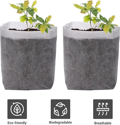 GREANER Degradable Grow Bags, 12.6"x13.4" Plant Bags for Home Garden Greenhouse Supplies, 50-Pack Large Fabric Pots for Vegetable Flower Fruits Potato Tomato Garden Seed Starting