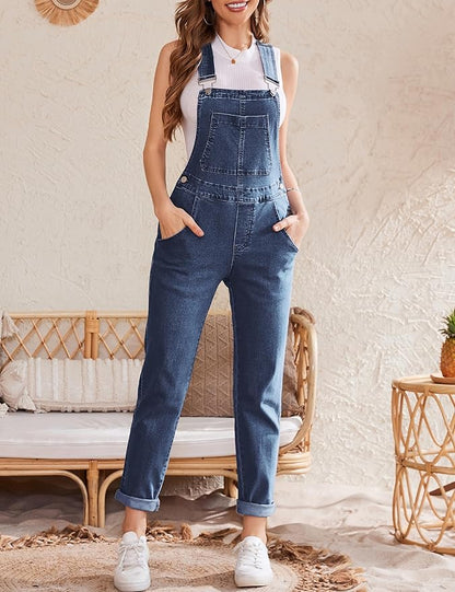 Bib Overalls for Women Fashion Jean Jumpsuit Adjustable Strap Coveralls
