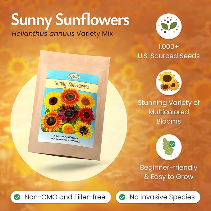 Created By Nature Sunflower Seeds to Plant, 9-Variety Sunflower Seed Mix, 1,000 Seeds