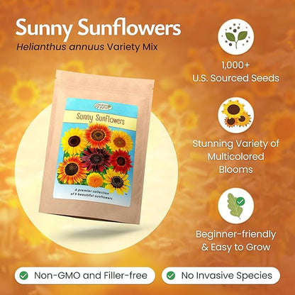 Created By Nature Sunflower Seeds to Plant, 9-Variety Sunflower Seed Mix, 1,000 Seeds