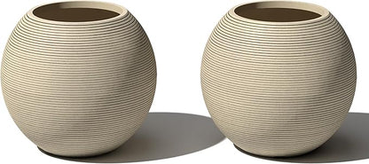 Veradek Strata Series Sphere Round Planter for Patio & Backyard | Durable Plastic-Stone Material | Modern Décor for Tall Trees and Plants