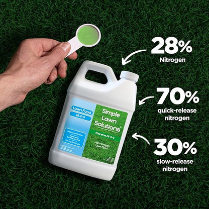 Maximum Green & Growth Fertilizer High Nitrogen 28-0-0 Lawn Food Liquid Fertilizer- Spring & Summer- Any Grass Type- Simple Lawn Solutions - Concentrated Quick & Slow Release Formula (64 Ounce)