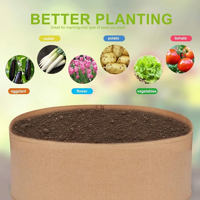 2PCS Plant Grow Bags, 15Gallons Heavy Thickened Non Woven Fabric Garden Bed with Seedling Nursery Round Planting Container Garden Pot Bed for Flowers Vegetable Plants Fruits