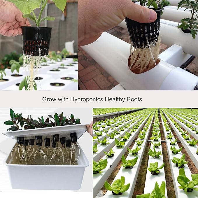 ORIMERC 50 Pack 3 inch semi Hydroponics Nursery Net Pots for Plants, Net Cups with Self Watering Rope & Plant Labels, Kratky Aquarium Plant Pot, Slotted Mesh Pots Hydroponic Baskets Growing