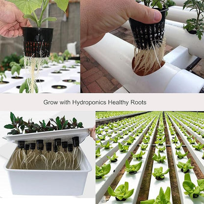ORIMERC 50 Pack 3 inch semi Hydroponics Nursery Net Pots for Plants, Net Cups with Self Watering Rope & Plant Labels, Kratky Aquarium Plant Pot, Slotted Mesh Pots Hydroponic Baskets Growing