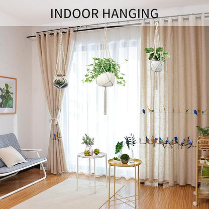 Macrame Plant Hanger - Fits 4 to 13 inches Pots for Indoor Outdoor, 34"/41"/46" 3 Sizes Set, Ivory (POTS NOT Included)