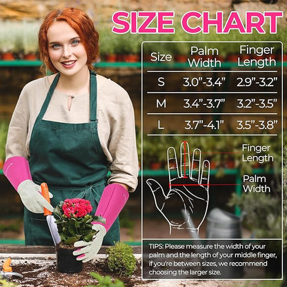 HANDLANDY Rose Pruning Gardening Gloves for Men & Women, Thornproof Long Gauntlet Gloves, Pigskin Leather - Breathable & Durability (Medium)