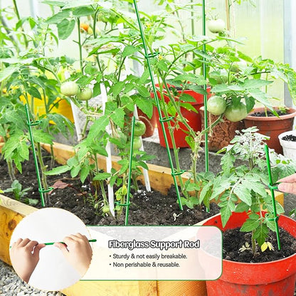 30 Pcs Plant Support Stakes Adjustable Length Plant Stakes,Garden Stakes Orchid Stick with Clips and Connect Pipe for Indoor Outdoor Tomatoes Beans Vegetable