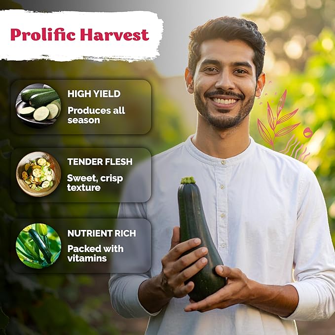 KVITER 50 Black Beauty Zucchini Seeds for Planting (Cucurbita Pepo) – Non-GMO Heirloom Vegetable Seeds, Open Pollinated – Summer Squash for Outdoors Planting in Garden, Raised Mounds, Containers