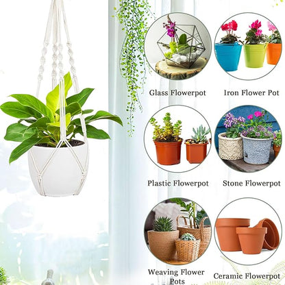 Augshy 27inch Macrame Plant Hanger, 2 Packs Plant Hangers with Hooks, Hanging Planter for Indoor Plants Decorative Macrame Pot Hanger for Home Decor