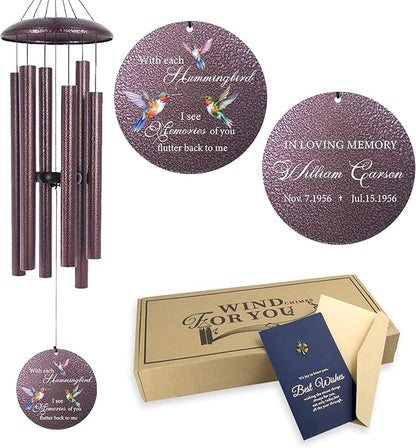 ASTARIN Personalized Memorial Wind Chime for Loss of Loved One 30/36/45 inch, Sympathy Deep Tone Wind Chimes for Mom Dad/Mother Father, Remembrance Gifts for Grief Condolence Funeral, Produced in USA