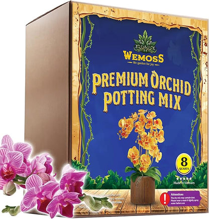 5-in-1 Orchid Potting Mix with Forest Moss, Pine Bark, Perlite, Zeolite, and Pumice – Orchid Soil, Orchid Repotting Kit for Healthy Roots, Fast Drainage, and Support for Growth 8 QRT