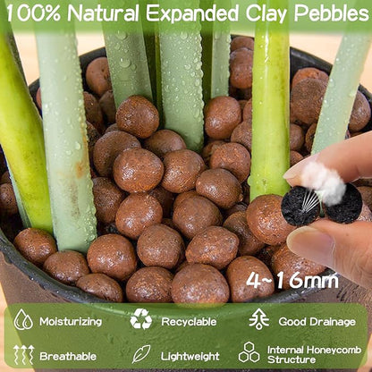 ZeeDix 13LBS Clay Balls for Plants, 4mm-16mm Expanded Clay Pebbles Natural Organic Orchid Growing Medium Clay Leca Balls for Indoor Plants, Hydroponic, Gardening, Orchids, Decoration, Aquaponics