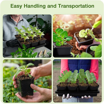 80Pcs 2.5inch Square Nursery Pots with 5Pcs Seed Starting Trays, Seed Starter Tray Kit, Seeds Starting Germination, Seeding Pots with Drain Holes, Small Plant Nursery Propagation