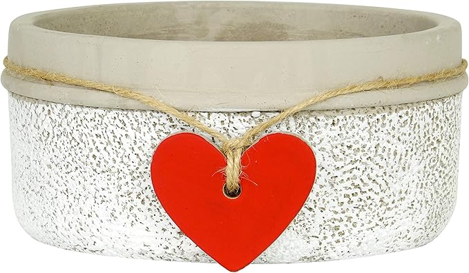 Classic Home and Garden 280000P-396 Heart Bowl Planter, Whitewash