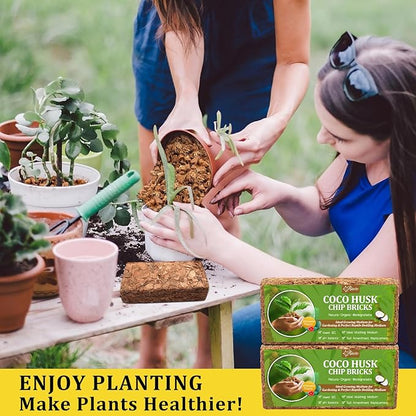 Riare 6 Pack Coco Chips Substrate for Plants- 6.6lb 100% Organic Coconut Husk Brick with Low EC and pH Balanced, High Expansion Coconut Substrate Coco Husk Mulch for Garden Flowers, Herbs, Planting