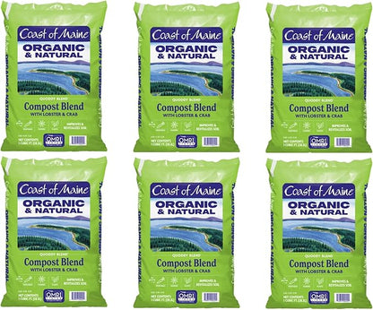 Coast of Maine Quoddy Blend, 1 cu ft (Pack of 6) Organic and Natural Compost Blend with Lobster and Crab - Improves and Revitalizes Soil