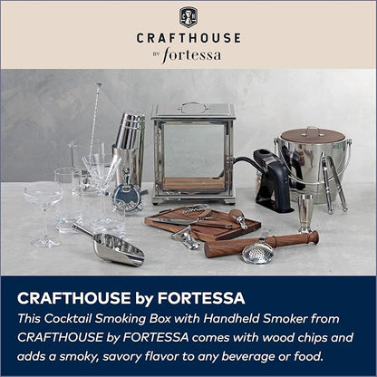 Crafthouse by Fortessa Glass Cocktail Smoking Box with Handheld Smoker