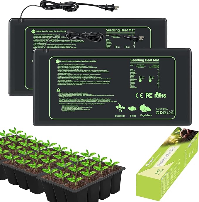 Seedling Heat Mat for Seed Starting, 2 Pack Plant Heat Mats Indoor Germination Growing Gardening Brewing, Waterproof Greenhouses Warming Heating Pad Terrarium Reptile Seed Rooting 10"X20.75"