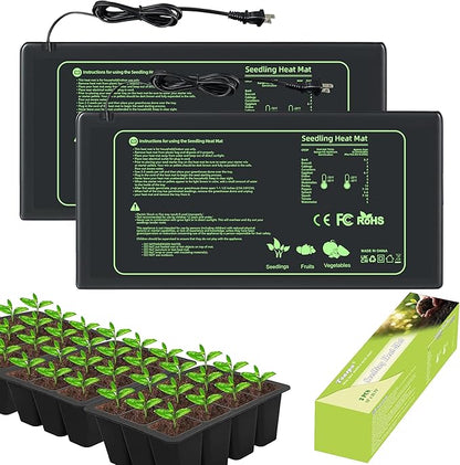 Seedling Heat Mat for Seed Starting, 2 Pack Plant Heat Mats Indoor Germination Growing Gardening Brewing, Waterproof Greenhouses Warming Heating Pad Terrarium Reptile Seed Rooting 10"X20.75"