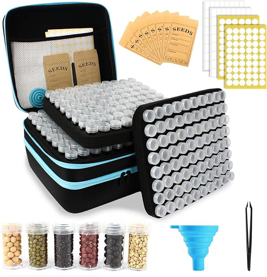 240 Slots Seed Storage Organizer with 30 Envelopes Portable Sturdy Seeds Container Box Airtight Garden Seed Saver Saving Kit (large-240 Slots)